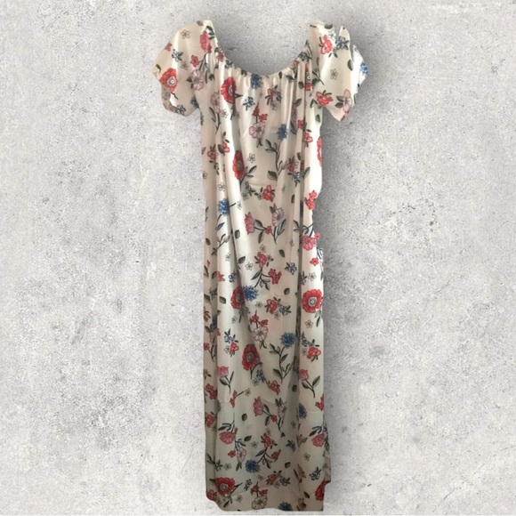 Milan Kiss Women’s Large Floral Off-Shoulder Maxi Dress Lightweight Side Slit - Picture 7 of 7